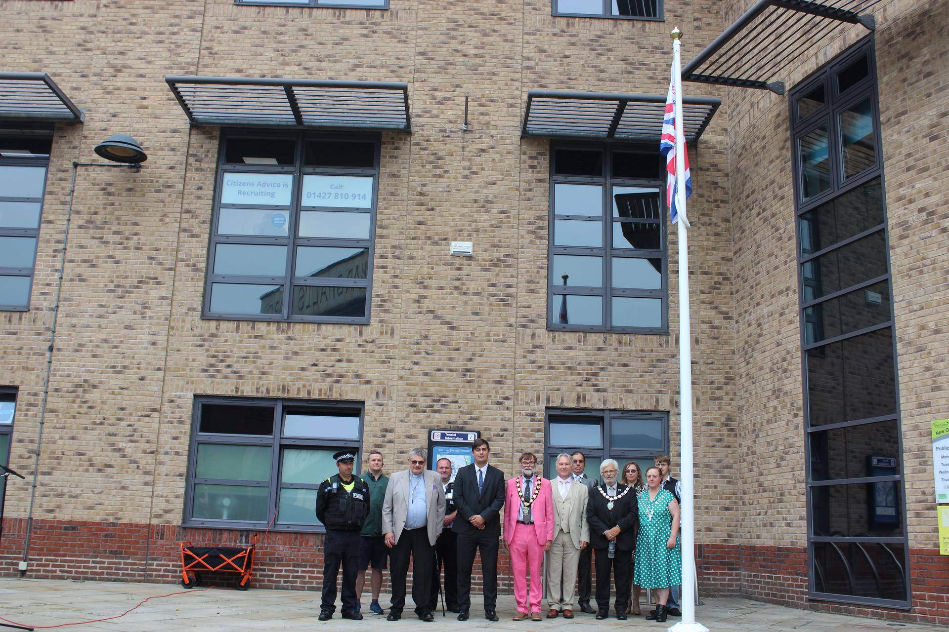 Tributes to emergency services during flag raising